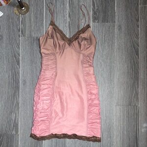 Rare London Blush and Chocolate Mini Dress